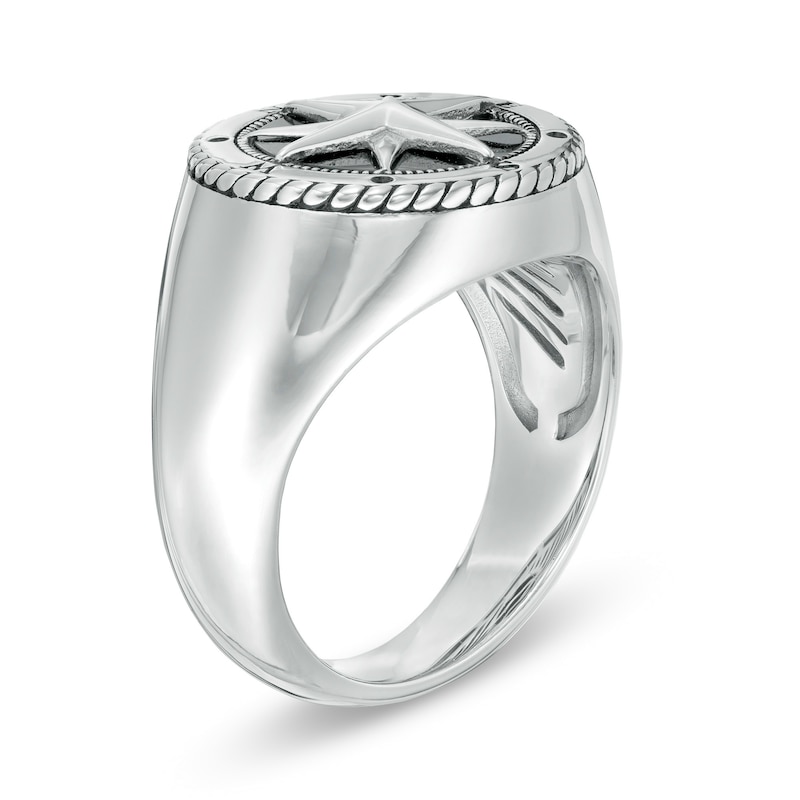 Main Image 2 of EFFY™ Collection 12.0mm Onyx Compass Rope Frame Ring in Sterling Silver