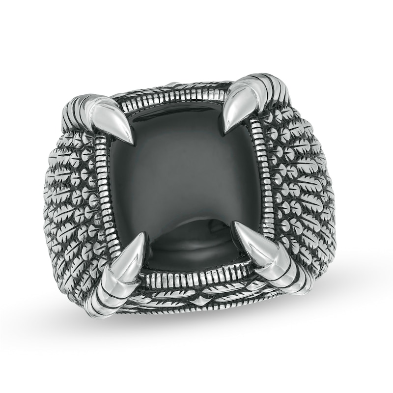 EFFY™ Collection Men's Onyx Eagle Talon and Feathers Ring in Sterling Silver