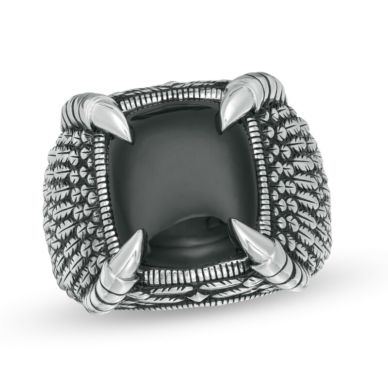 Main Image 1 of EFFY™ Collection Men's Onyx Eagle Talon and Feathers Ring in Sterling Silver