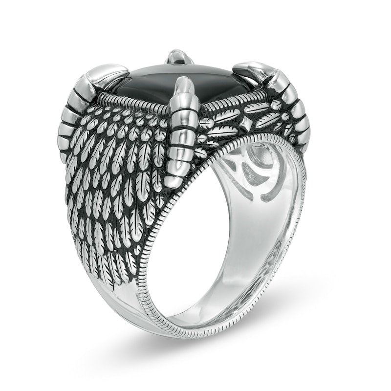 EFFY™ Collection Men's Onyx Eagle Talon and Feathers Ring in Sterling Silver