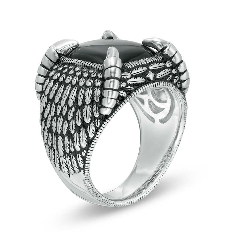 Main Image 2 of EFFY™ Collection Men's Onyx Eagle Talon and Feathers Ring in Sterling Silver