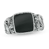Thumbnail Image 0 of EFFY™ Collection Men's 11.0mm Square Onyx Rope Frame Dragon Ring in Sterling Silver