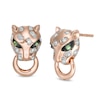 EFFY™ Collection Tsavorite and 1/10 CT. T.W. Diamond Panther Stud Earrings in 14K Rose Gold