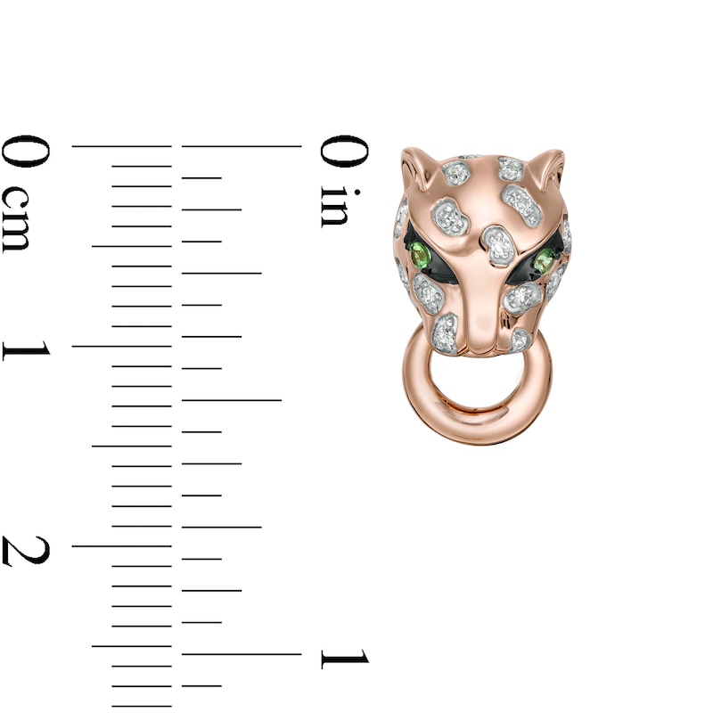 EFFY™ Collection Tsavorite and 1/10 CT. T.W. Diamond Panther Stud Earrings in 14K Rose Gold
