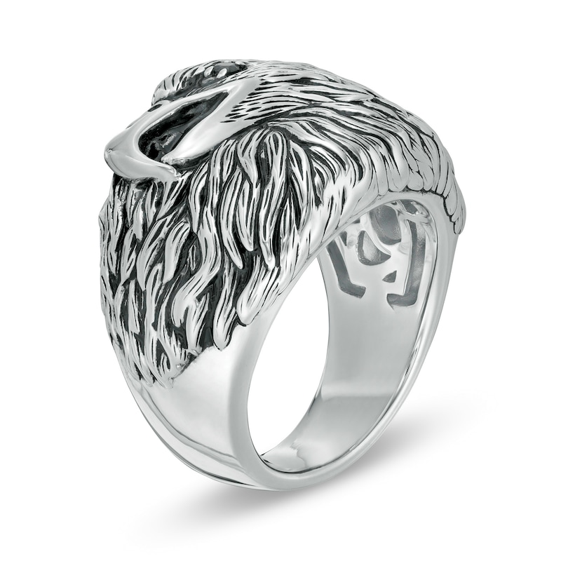 EFFY™ Collection Men's Black Spinel Eagle Ring in Sterling Silver