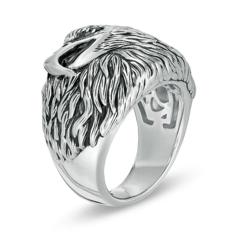 Main Image 2 of EFFY™ Collection Men's Black Spinel Eagle Ring in Sterling Silver