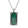 Thumbnail Image 0 of EFFY™ Collection Men's Rectangle Malachite Reptile Frame Pendant in Sterling Silver and 14K Gold