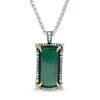 Thumbnail Image 1 of EFFY™ Collection Men's Rectangle Malachite Reptile Frame Pendant in Sterling Silver and 14K Gold