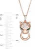 Thumbnail Image 1 of EFFY™ Collection Tsavorite and 1/15 CT. T.W. Diamond Panther Pendant in 14K Rose Gold