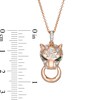 Thumbnail Image 1 of EFFY™ Collection Tsavorite and 1/15 CT. T.W. Diamond Panther Pendant in 14K Rose Gold