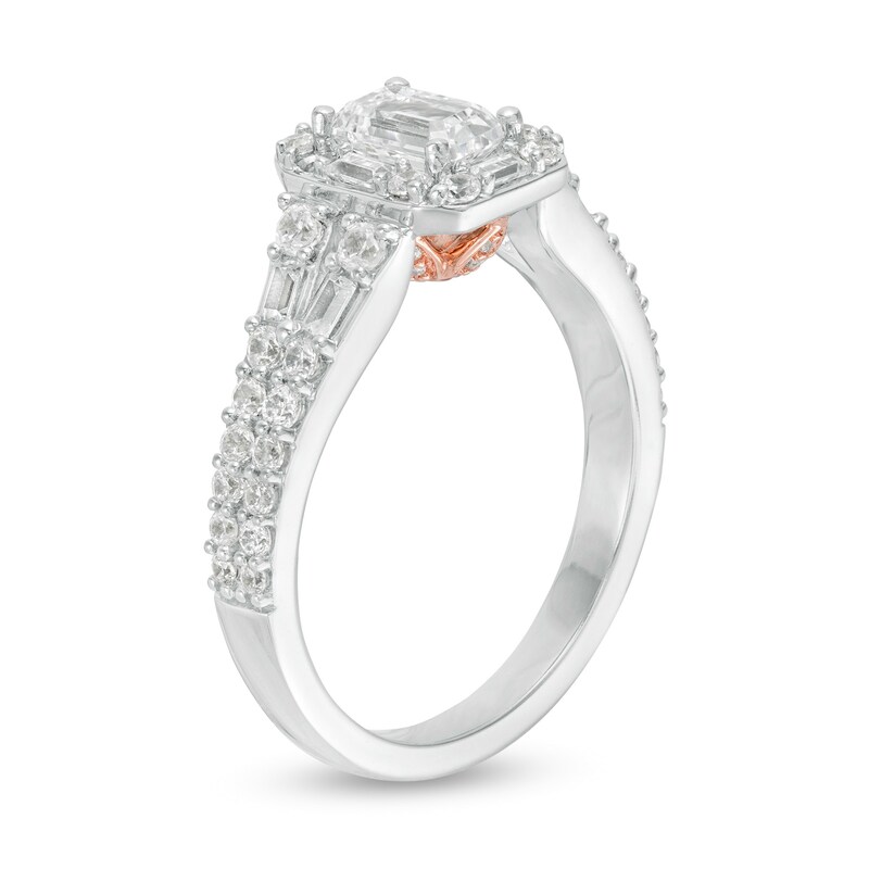 Main Image 2 of Love’s Destiny by Zales 1-1/5 CT. T.W. Certified Diamond Octagonal Frame Engagement Ring in 14K Two-Toned Gold (I/SI2)