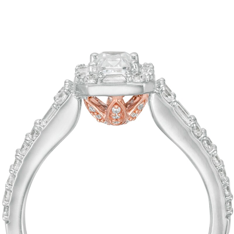 Main Image 3 of Love’s Destiny by Zales 1-1/5 CT. T.W. Certified Diamond Octagonal Frame Engagement Ring in 14K Two-Toned Gold (I/SI2)