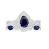 Thumbnail Image 4 of Pear-Shaped Lab-Created Blue and White Sapphire Double Frame Twist Shank Art Deco Bridal Set in Sterling Silver