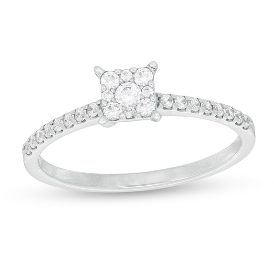 1/4 CT. T.W. Composite Diamond Square Promise Ring in 10K White Gold