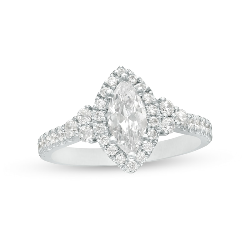 Main Image 1 of 1 CT. T.W. Marquise Diamond Frame Tri-Sides Engagement Ring in 14K White Gold
