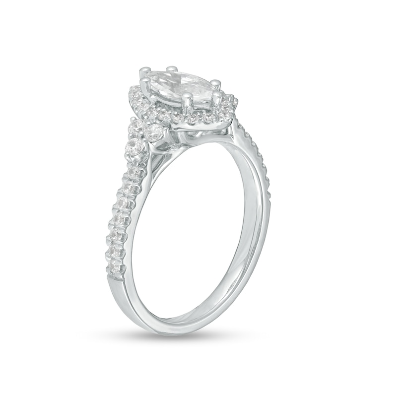 Main Image 3 of 1 CT. T.W. Marquise Diamond Frame Tri-Sides Engagement Ring in 14K White Gold