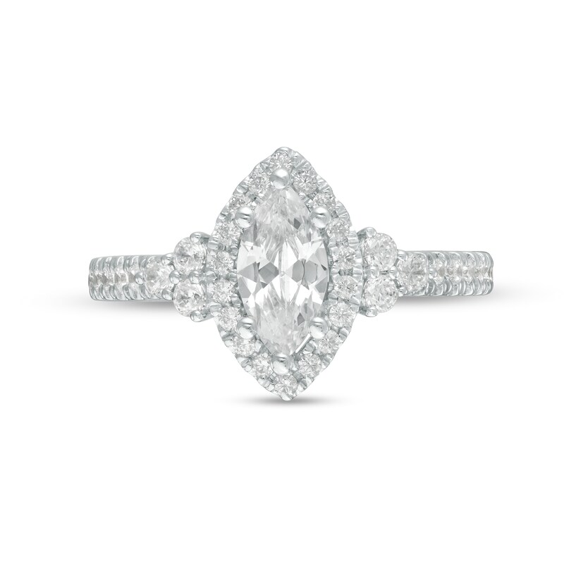 Main Image 4 of 1 CT. T.W. Marquise Diamond Frame Tri-Sides Engagement Ring in 14K White Gold