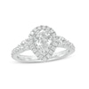 Thumbnail Image 1 of 1-1/6 CT. T.W. Certified Pear-Shaped Diamond Frame Past Present Future® Engagement Ring in 14K White Gold (I/I2)