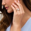 Thumbnail Image 2 of 1-1/6 CT. T.W. Certified Pear-Shaped Diamond Frame Past Present Future® Engagement Ring in 14K White Gold (I/I2)