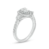 Thumbnail Image 3 of 1-1/6 CT. T.W. Certified Pear-Shaped Diamond Frame Past Present Future® Engagement Ring in 14K White Gold (I/I2)