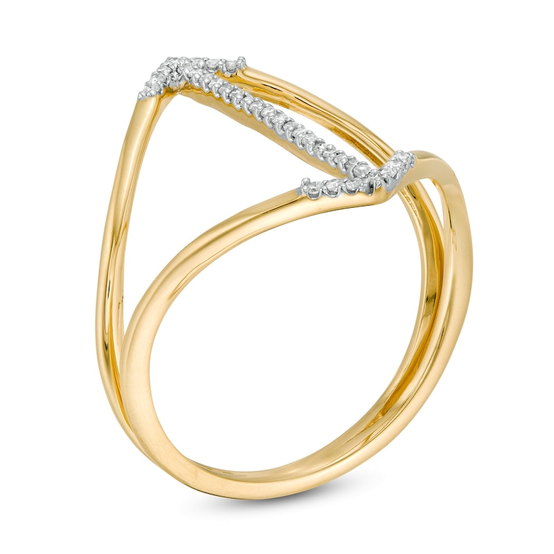 Main Image 3 of 1/10 CT. T.W. Diamond Double Arrow Split Shank Ring in 10K Gold
