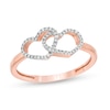 Thumbnail Image 1 of 1/10 CT. T.W. Diamond Double Heart Ring in 10K Rose Gold