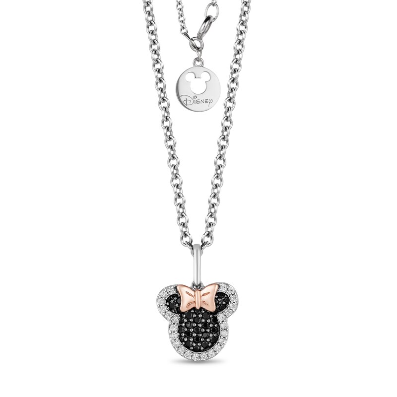 Mickey Mouse & Minnie Mouse 1/4 CT. T.W. Enhanced Black and White Diamond Pendant in Sterling Silver and 10K Gold - 19"