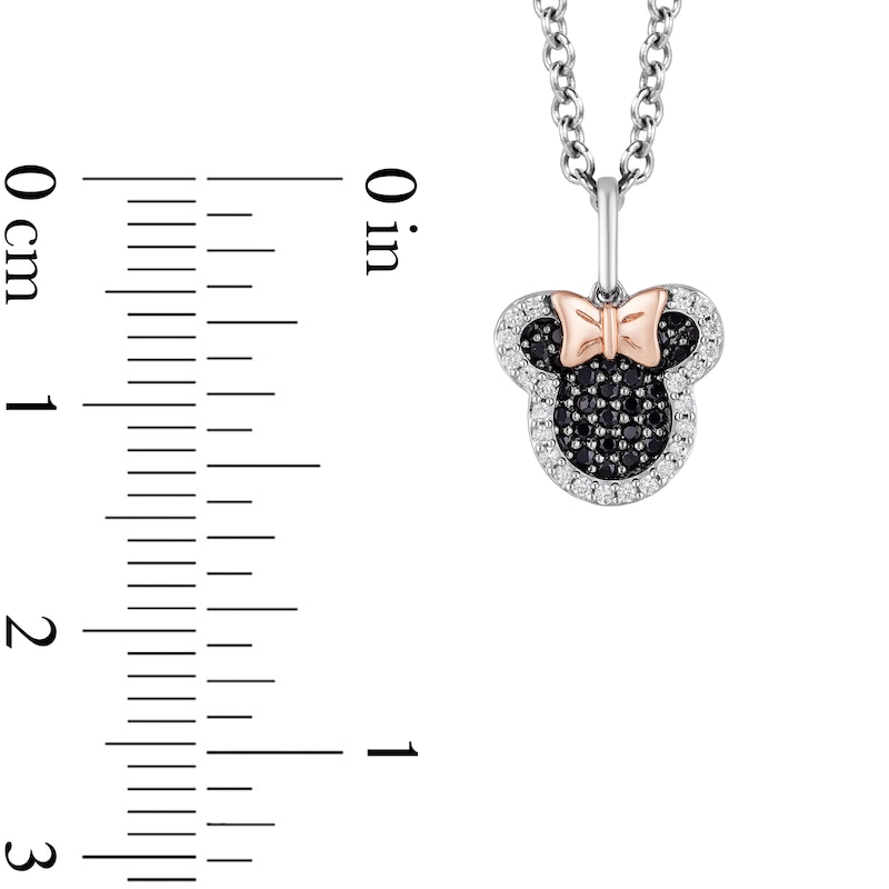 Mickey Mouse & Minnie Mouse 1/4 CT. T.W. Enhanced Black and White Diamond Pendant in Sterling Silver and 10K Gold - 19"