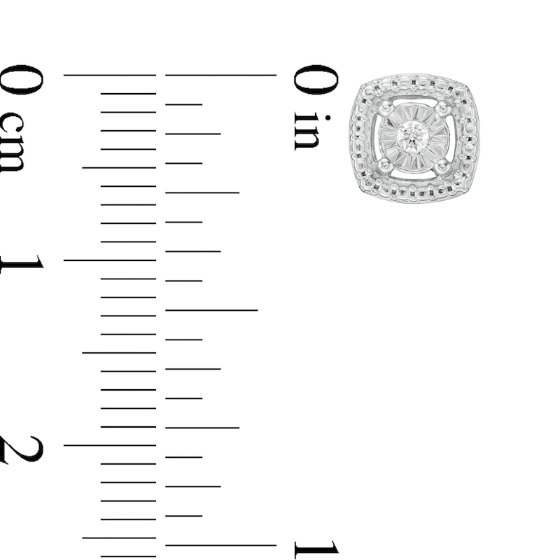 1/20 CT. T.W. Diamond Solitaire Cushion Frame Stud Earrings in Sterling Silver
