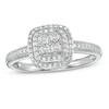 Thumbnail Image 1 of 1/10 CT. T.W. Quad Diamond Double Cushion Frame Ring in Sterling Silver