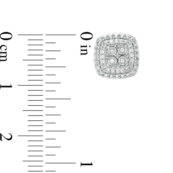 1/10 CT. T.W. Quad Diamond Cushion Frame Stud Earrings in Sterling Silver 1/10 CT. T.W. Quad Diamond Cushion Frame Stud Earrings in Sterling Silver