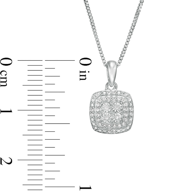 1/10 CT. T.W. Quad Diamond Cushion Frame Pendant in Sterling Silver