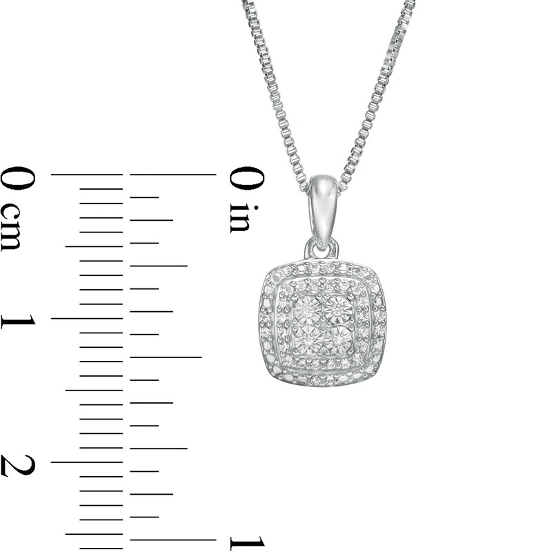 1/10 CT. T.W. Quad Diamond Cushion Frame Pendant in Sterling Silver