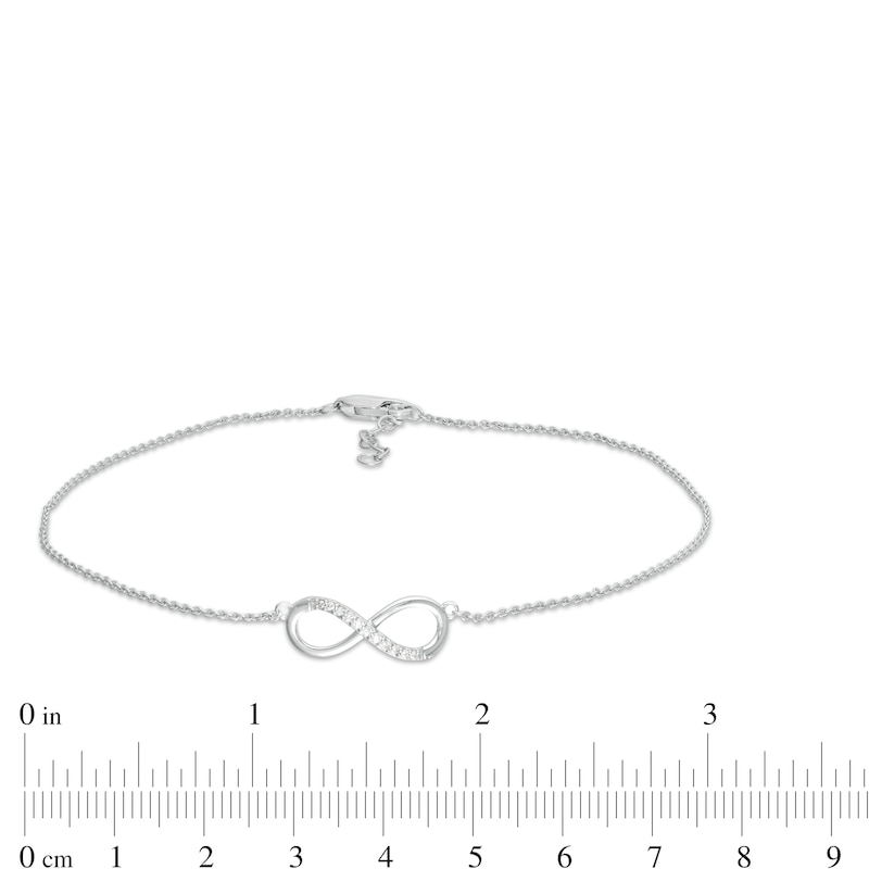 Main Image 3 of 1/20 CT. T.W. Diamond Infinity Anklet in Sterling Silver - 10"