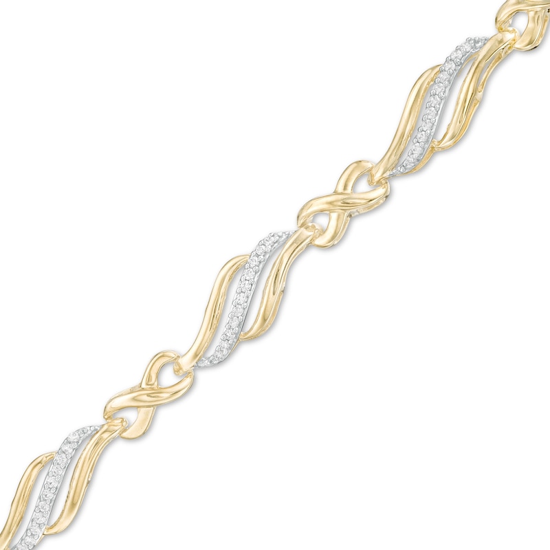 Main Image 1 of 1/4 CT. T.W. Diamond Alternating Infinity Bracelet in 10K Gold – 7.5"