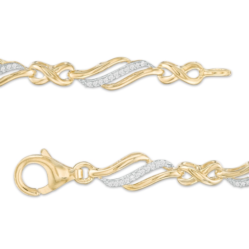 Main Image 3 of 1/4 CT. T.W. Diamond Alternating Infinity Bracelet in 10K Gold – 7.5"