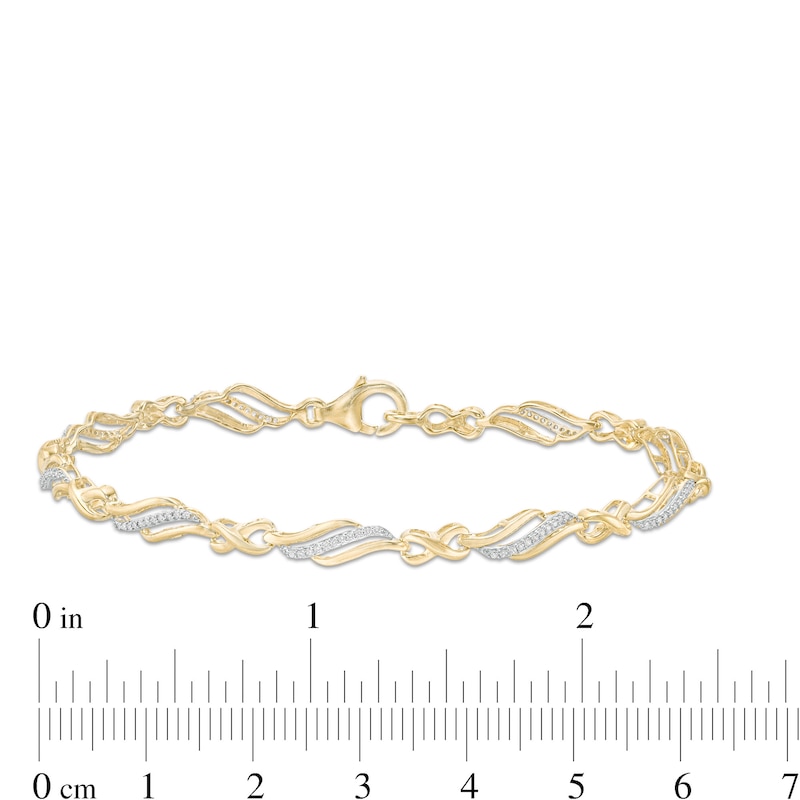 Main Image 4 of 1/4 CT. T.W. Diamond Alternating Infinity Bracelet in 10K Gold – 7.5"