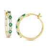 Thumbnail Image 0 of Alternating Emerald and 1/15 CT. T.W. Diamond Hoop Earrings in 10K Gold