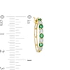Thumbnail Image 1 of Alternating Emerald and 1/15 CT. T.W. Diamond Hoop Earrings in 10K Gold