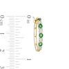 Thumbnail Image 2 of Alternating Emerald and 1/15 CT. T.W. Diamond Hoop Earrings in 10K Gold