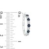 Thumbnail Image 1 of Alternating Blue Sapphire and 1/15 CT. T.W. Diamond Hoop Earrings in 10K White Gold