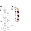 Thumbnail Image 1 of Alternating Ruby and 1/15 CT. T.W. Diamond Hoop Earrings in 10K Rose Gold