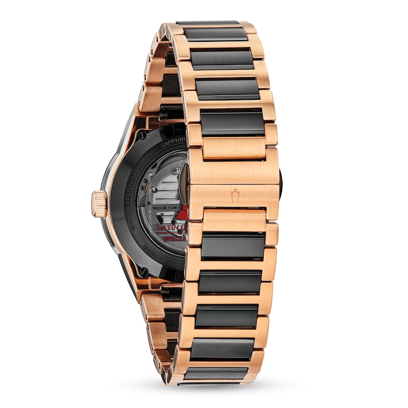 Main Image 3 of Bulova Latin GRAMMY® Automatic Two-Tone IP Watch with Black Dial (Model: 98A236)