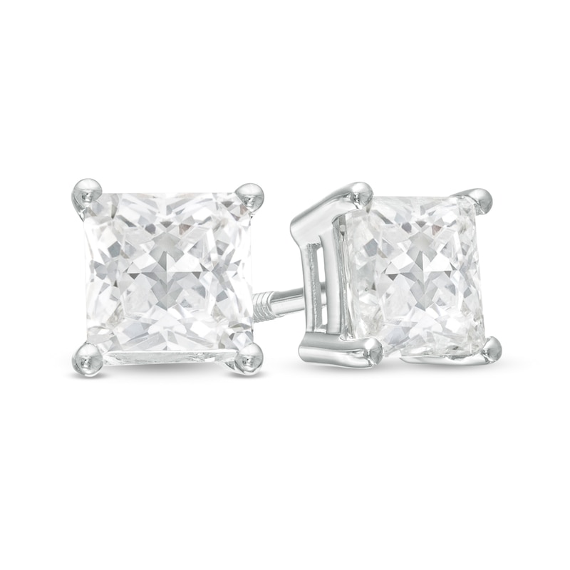 Main Image 1 of 2 CT. T.W. Princess-Cut Diamond Solitaire Stud Earrings in 14K White Gold