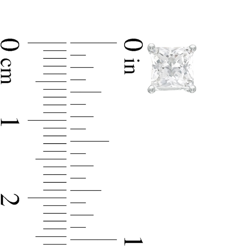 Main Image 3 of 2 CT. T.W. Princess-Cut Diamond Solitaire Stud Earrings in 14K White Gold