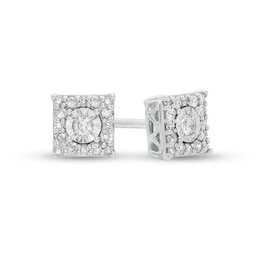 1/5 CT. T.W. Diamond Square Frame Stud Earrings in Sterling Silver