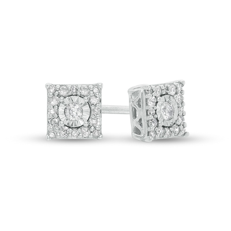 1/5 CT. T.W. Diamond Square Frame Stud Earrings in Sterling Silver