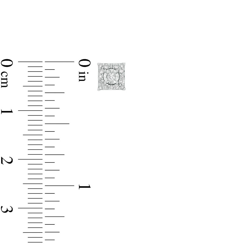 Main Image 2 of 1/5 CT. T.W. Diamond Square Frame Stud Earrings in Sterling Silver