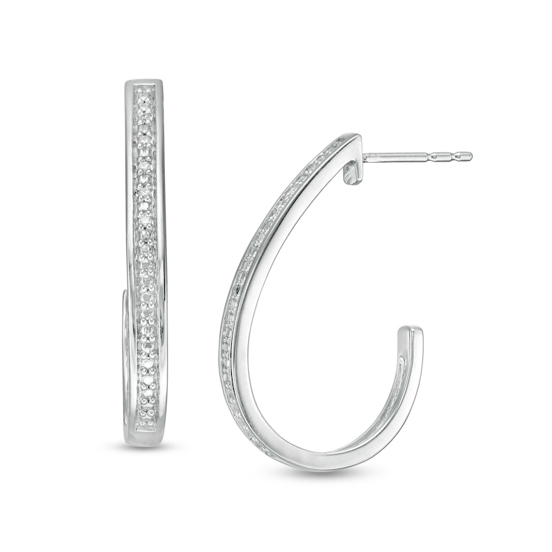 Diamond Accent J-Hoop Earrings in Sterling Silver