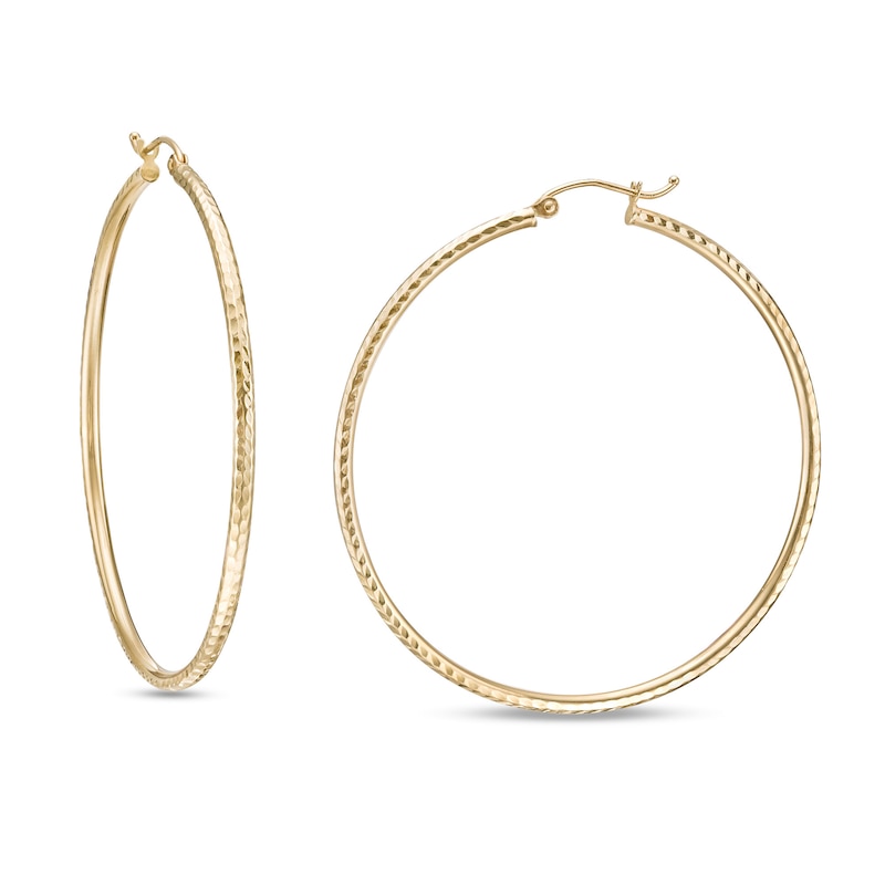 Main Image 1 of 50.0mm Diamond-Cut Hoop Earrings in 10K Gold